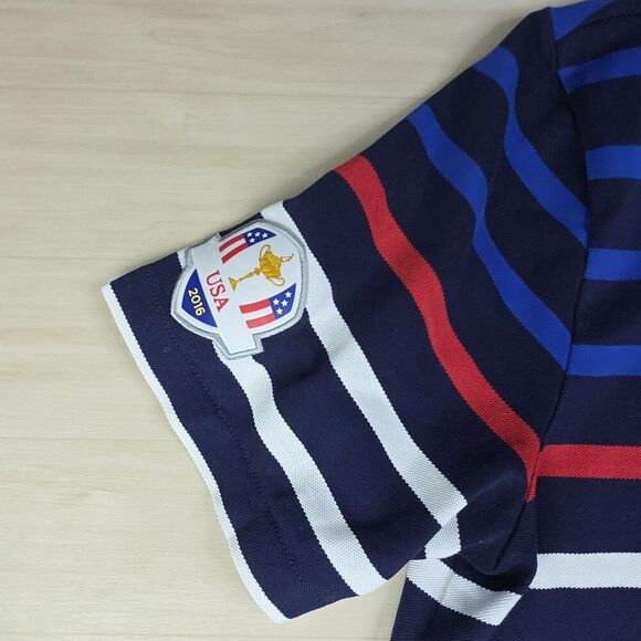 Polo Golf Ralph Lauren Ryder Cup 2016 Striped Shirt Performance USA Flag Medium - Picture 6 of 8